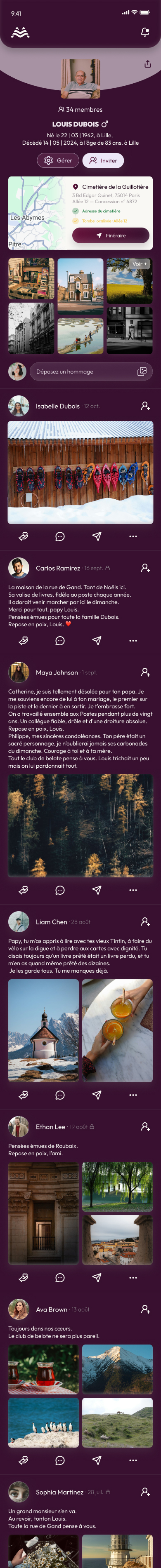 Un espace memoire dans l application Memovitae